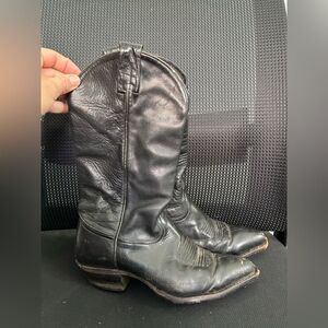 Tony Lama Black Leather Cowboy Boots Style 1016 Sz 6.5 Note All Photos